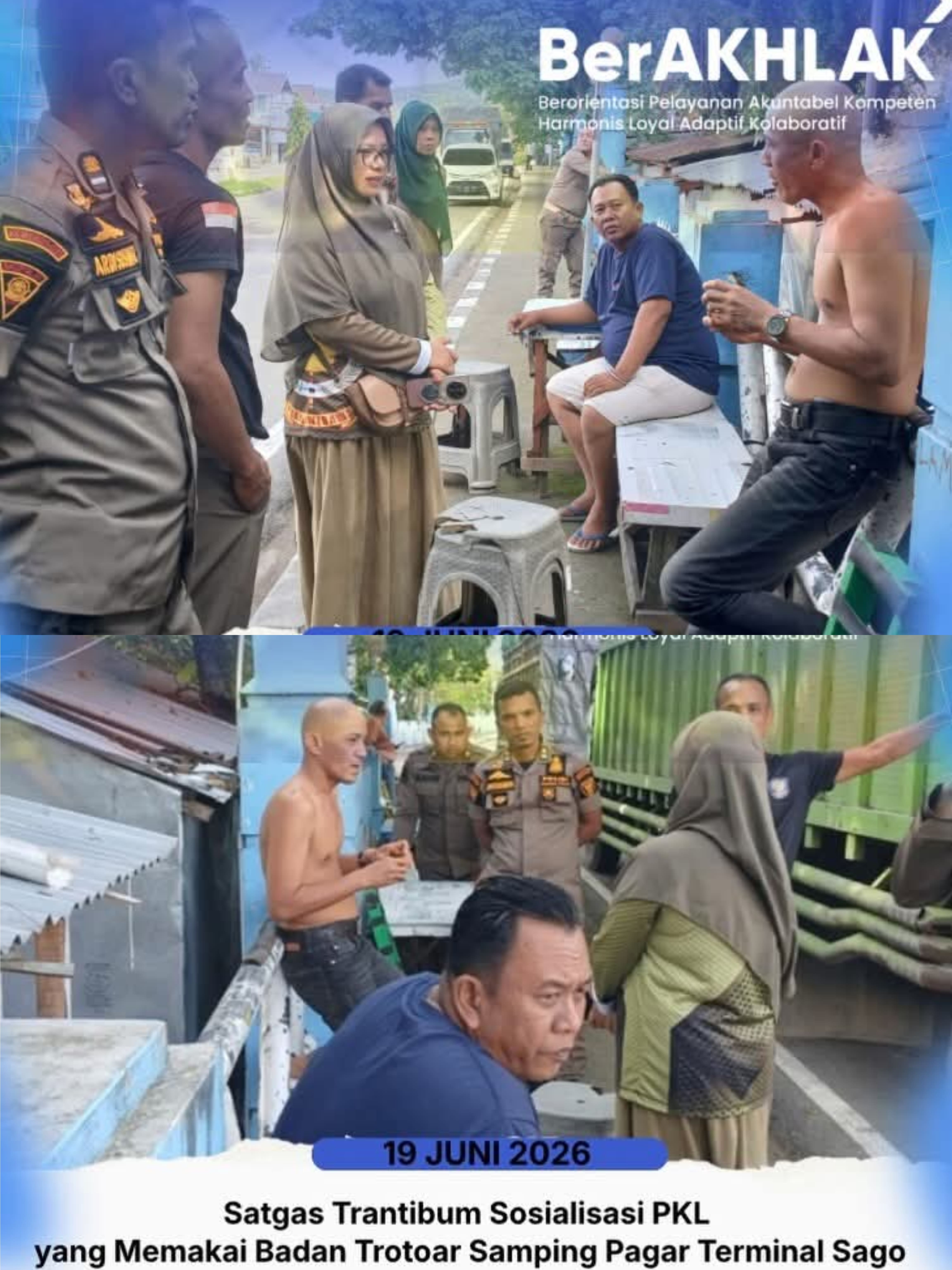 Sosialisasi Pedagang Kaki Lima (PKL) di Samping Pagar Terminal Sago.