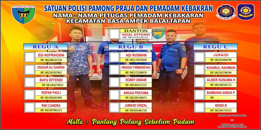 Nama Petugas Pemadam Kebakaran di Kecamatan BAB Tapan