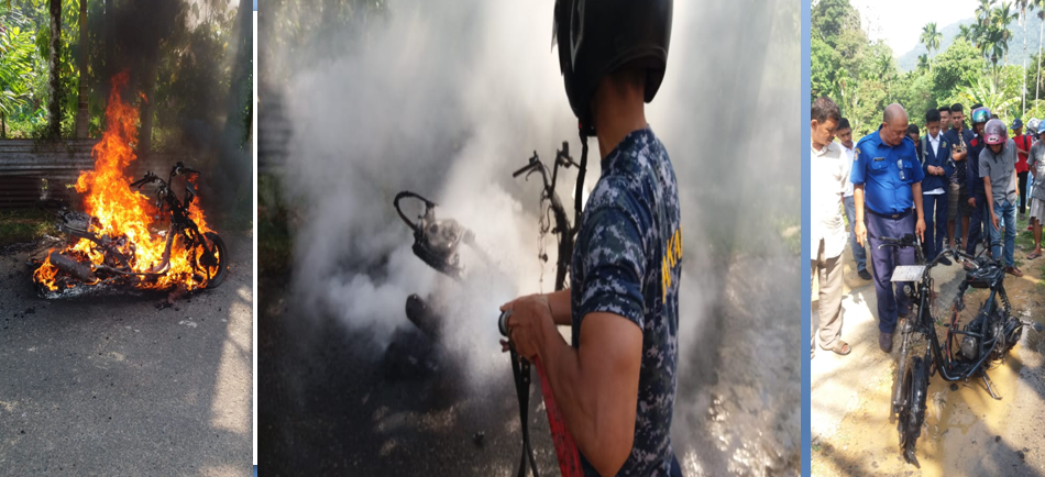 Kebakaran satu buah Motor Metic di Rawang Painan